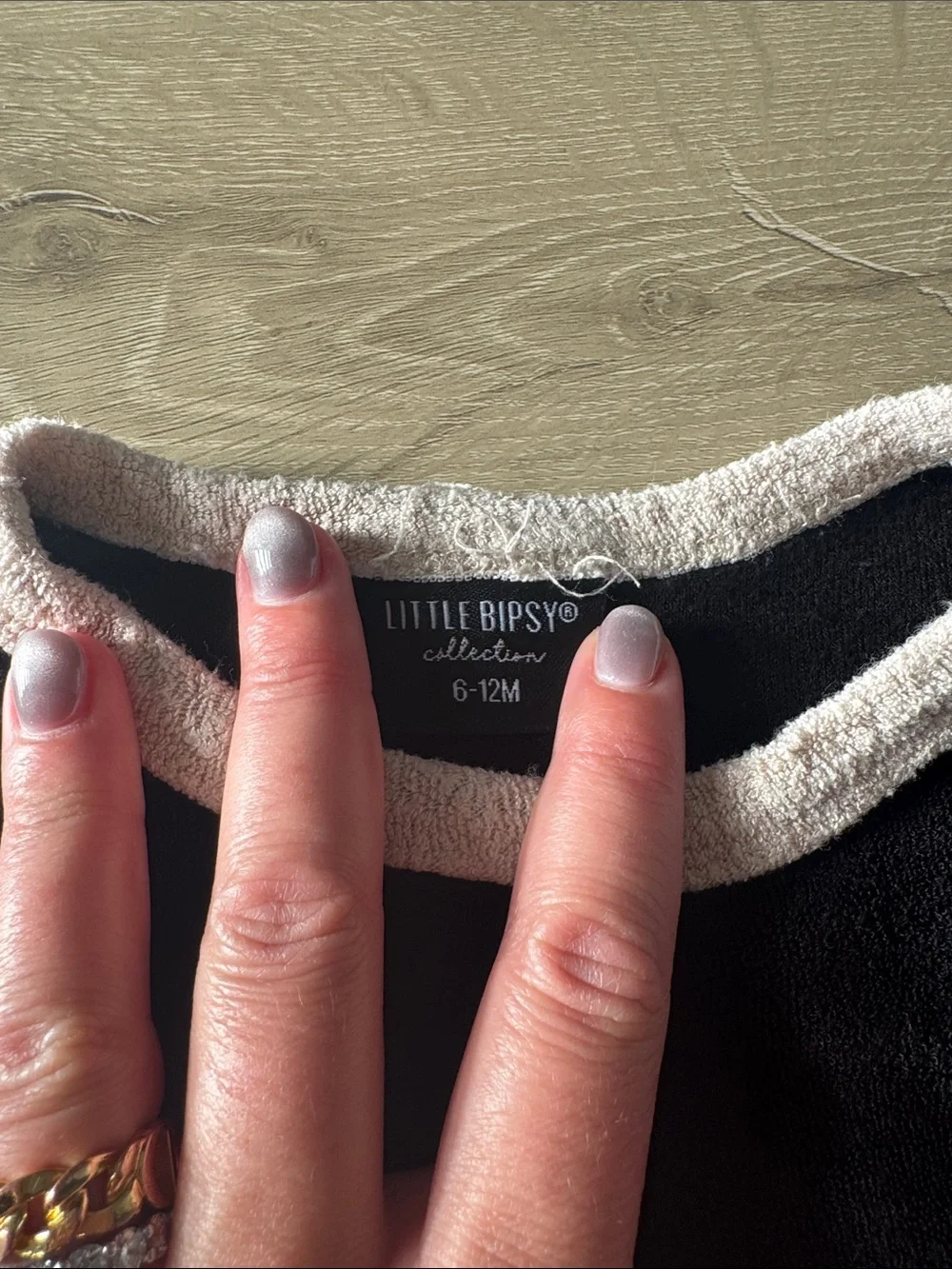 Little Bipsey Black Terry Cloth Short Set with Cream Trim